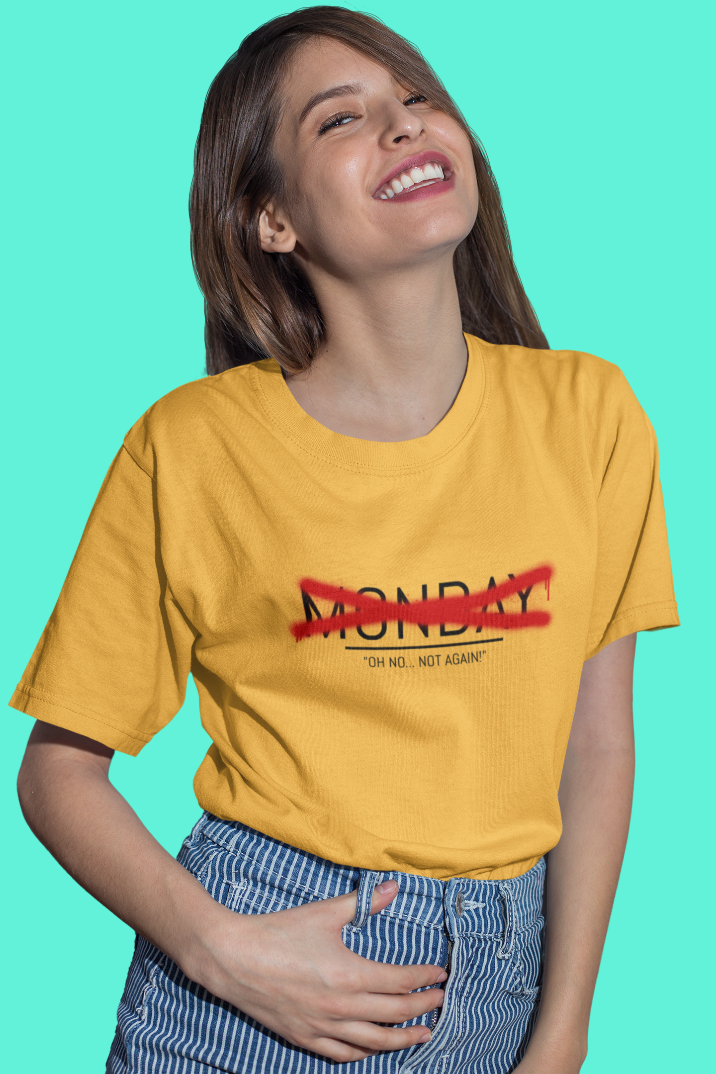 Monday Oh No Not Again printed Mustard Yello Unisex T-Shirt