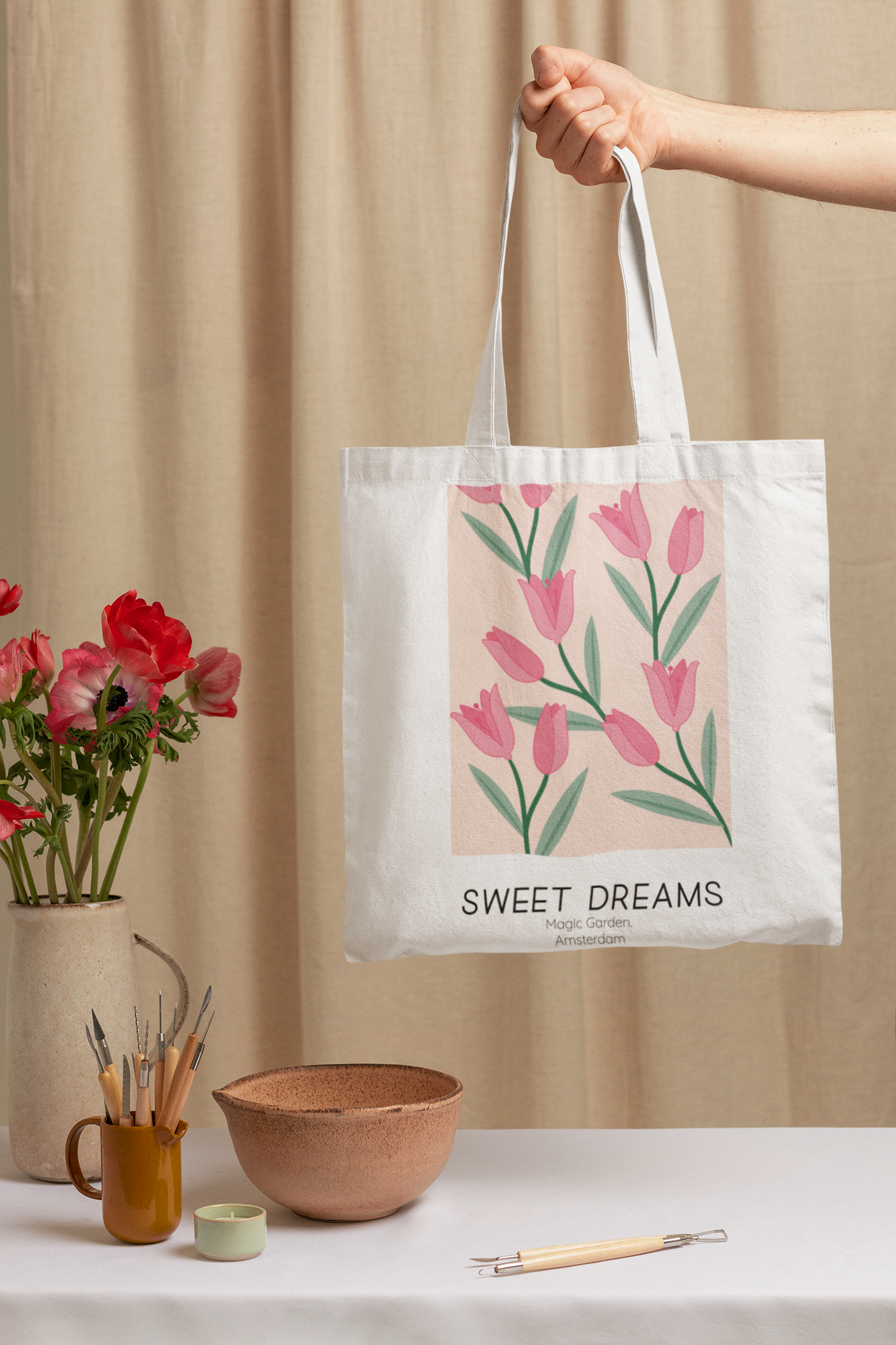 Sweet Dreams Printed White Tote Bag