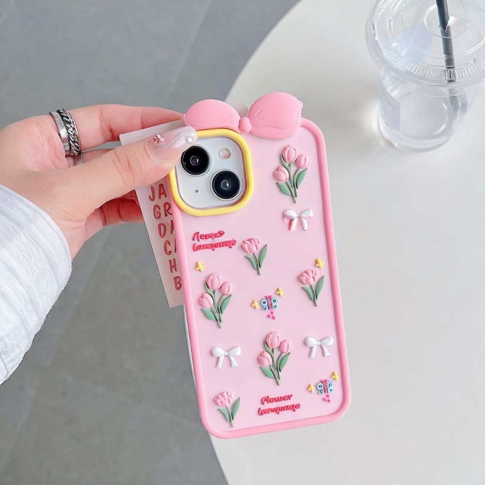 Bow Tulip Flower Silicone Soft Phone Case