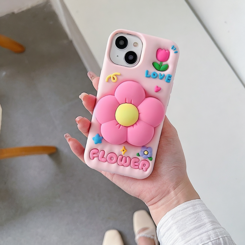 Spring Flower Stand Silicone Soft Phone Case