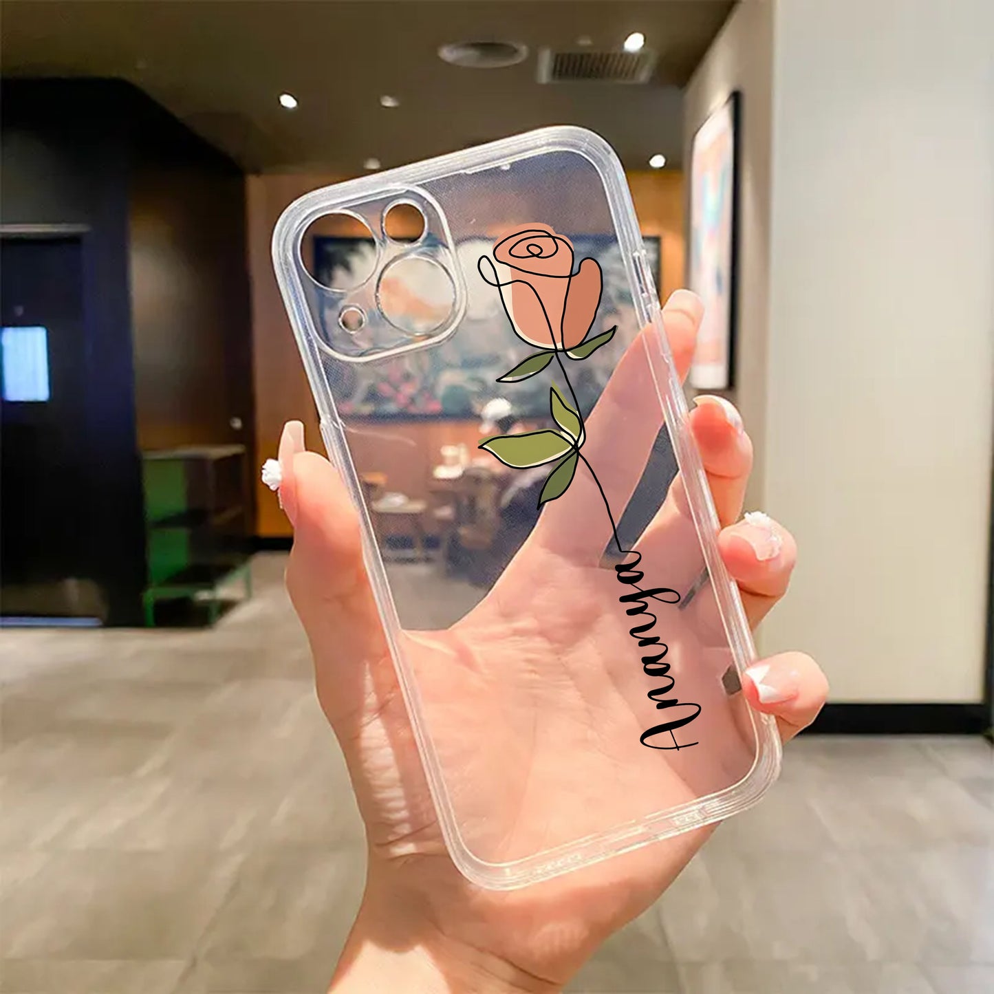 Floral Name Clear Phone Case