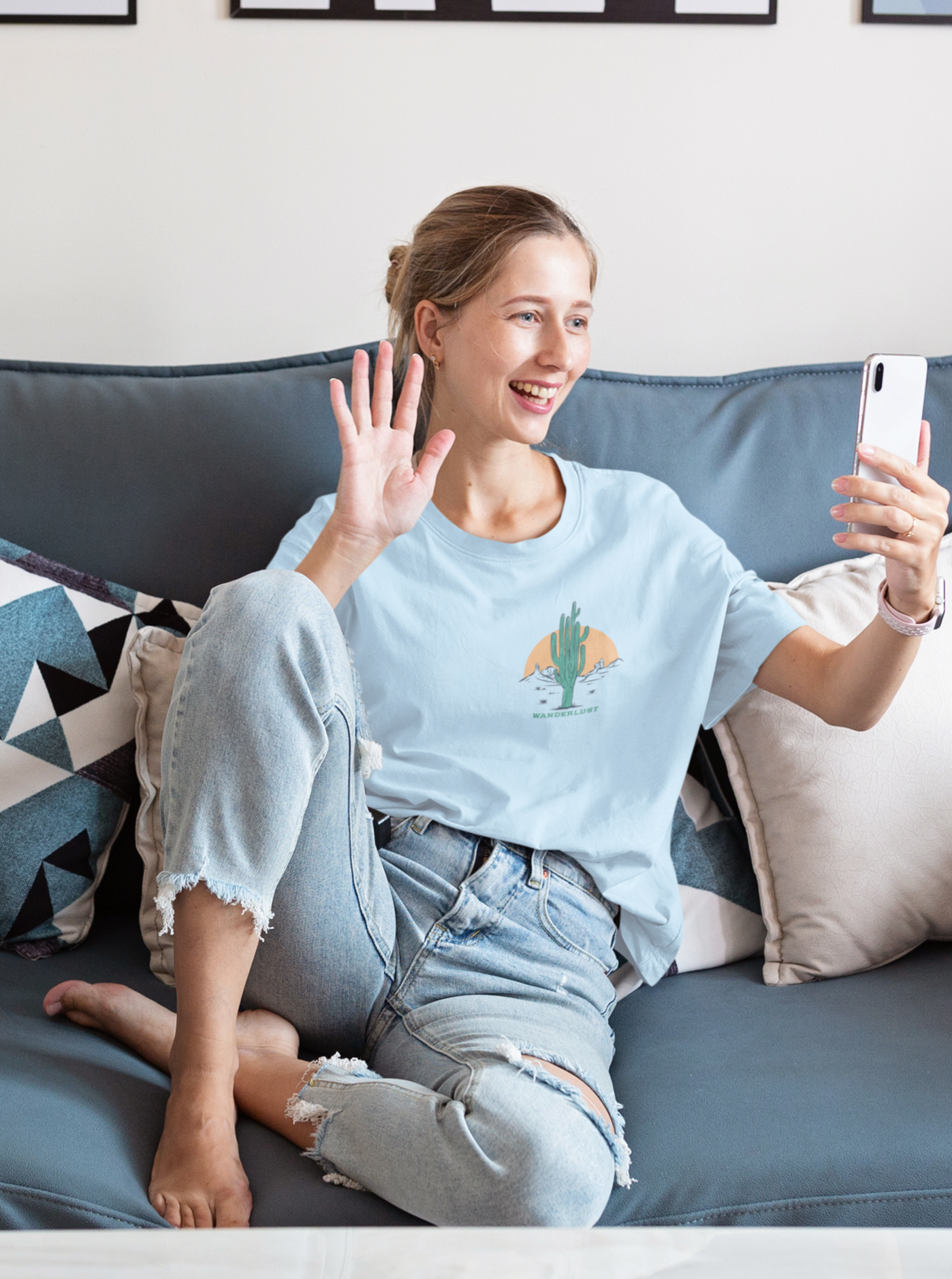 Wanderlust Oversized Golden Yellow Front and Back Printed Tshirt Unisex