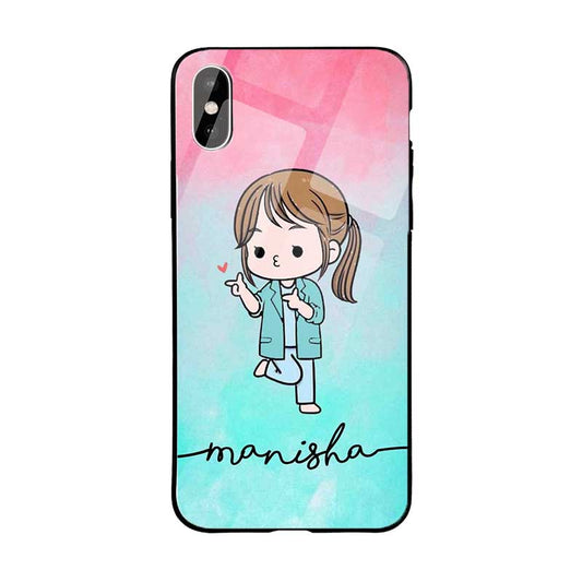 Glossy Protective Case With Green Red Cute Girl Name