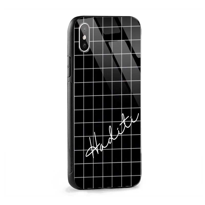 Glossy Protective Case With Black Checked Name