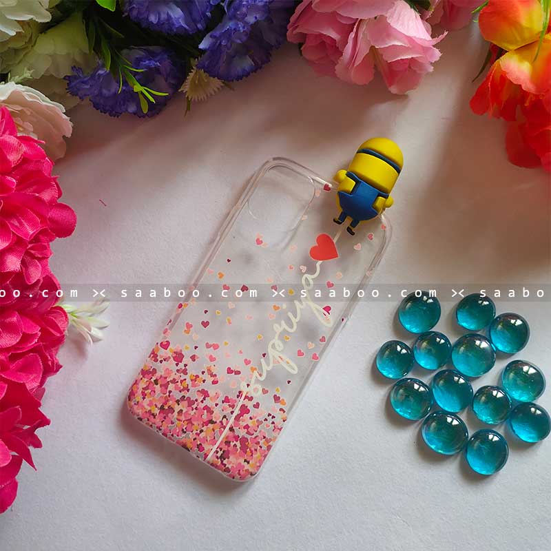 Minion Toy Transparent silicone case with White Name