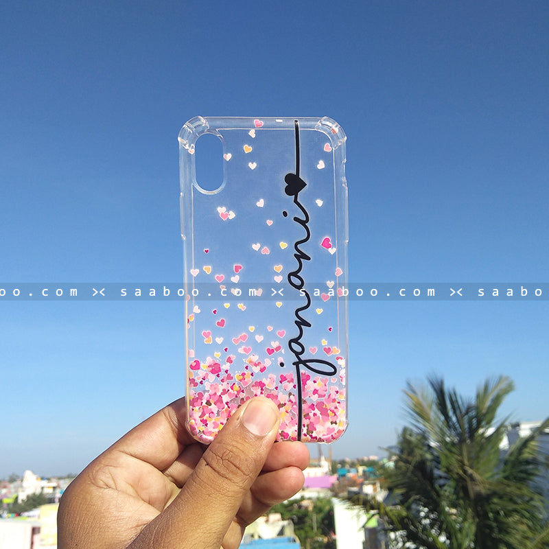 Silicone Case - saaboo - Transparent Silicone case with Name and hearts