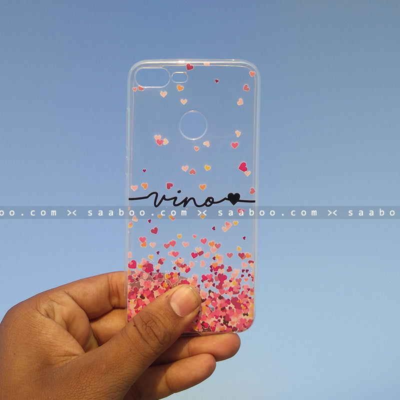 Silicone Case - saaboo - Transparent Silicone case with Portrait Name and hearts