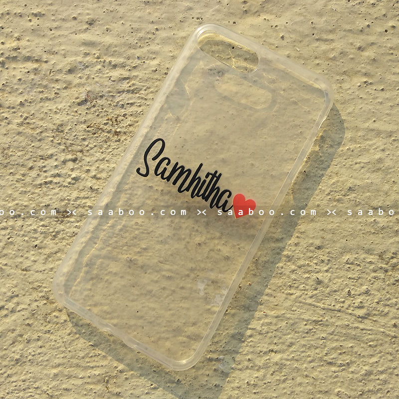 Silicone Case - saaboo - Transparent Silicone case with Portrait Name and Red heart