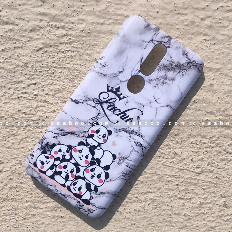 Case - saaboo - White Marble Pandas Case with Crown Name Print