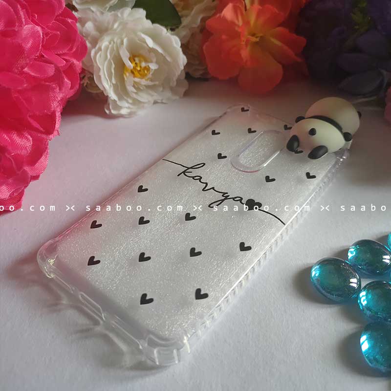 Panda Toy Hearts Transparent silicone case with Name