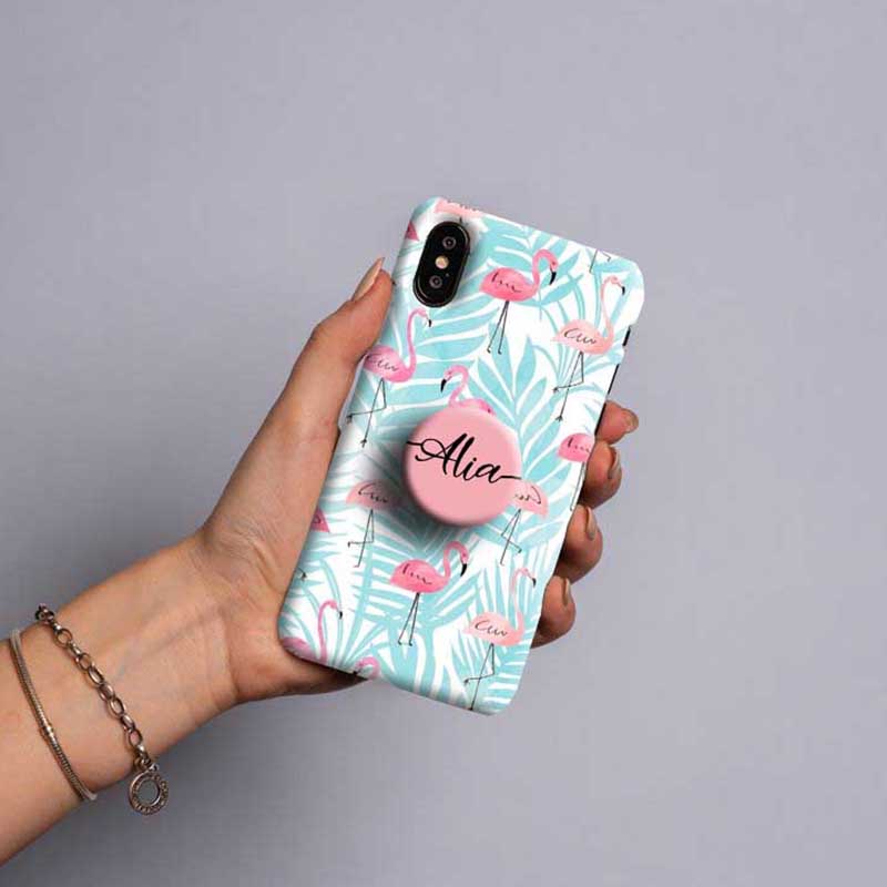 Gripper Case With Blue & Pink Flamingo