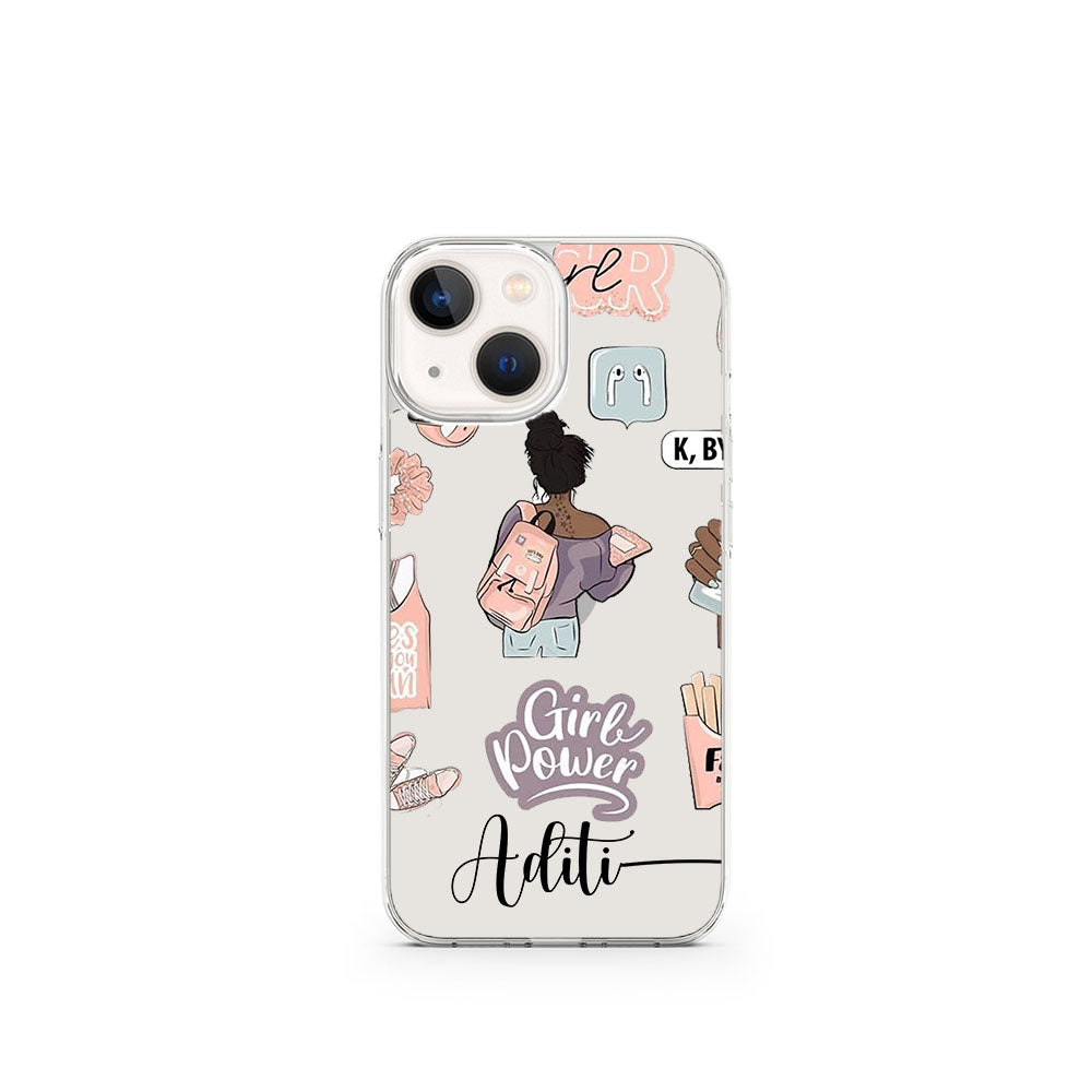 Transparent Silicone case with Name printed Girl Power