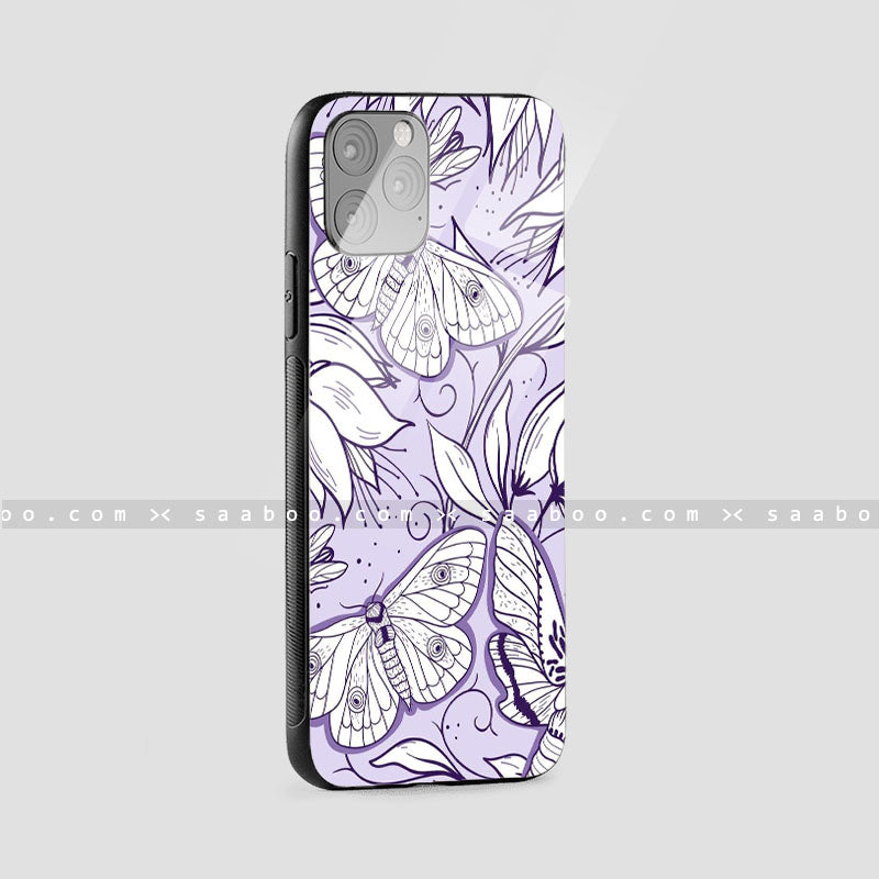 Glossy Protective Case With Lavender Butterfly Floral