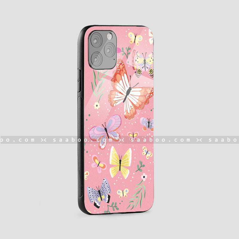 Glossy Protective Case With Pink Butterfly