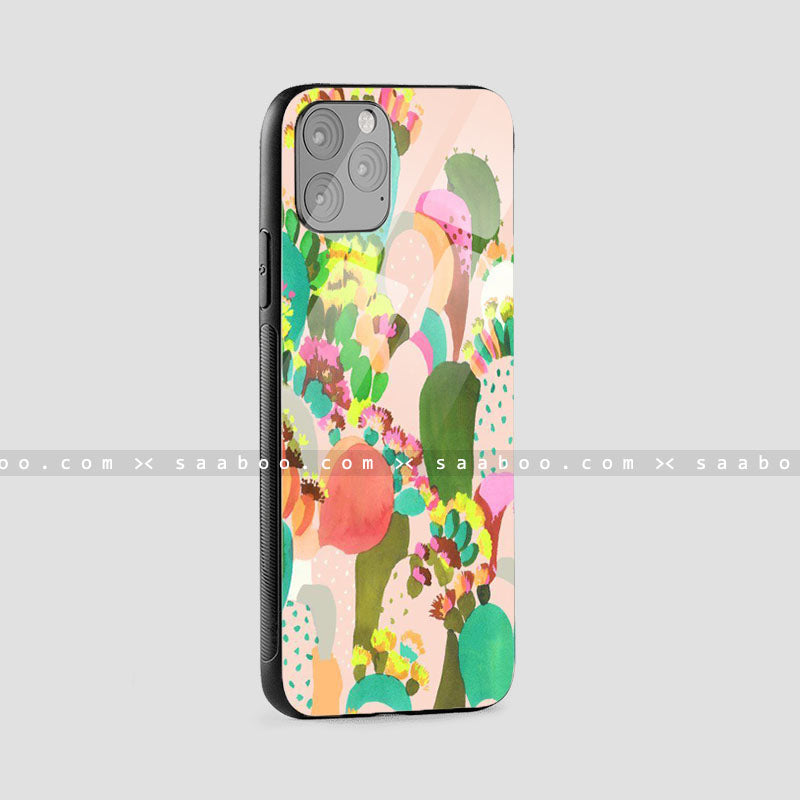 Glossy Protective Case With Multicolor Cactus