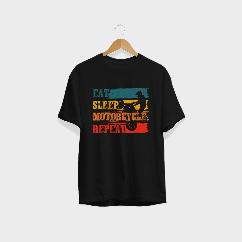 Eat Sleep Moto Repeat Black Unisex T-Shirt