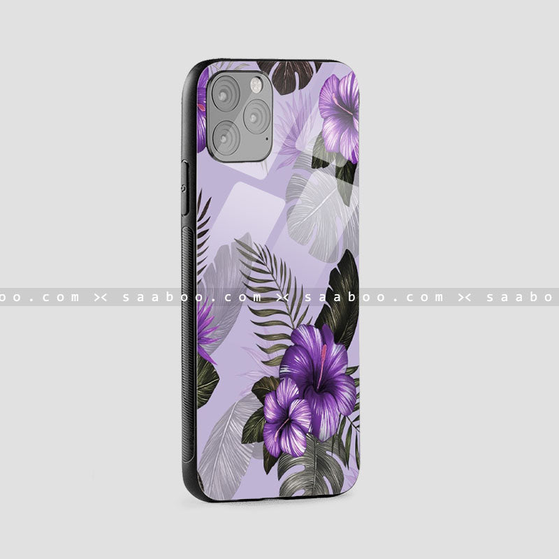 Glossy Protective Case With Light Blue Flower
