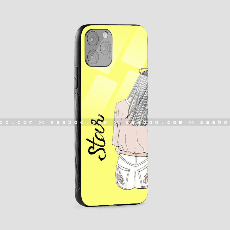 Glossy Protective Case With Sitting Girl Name