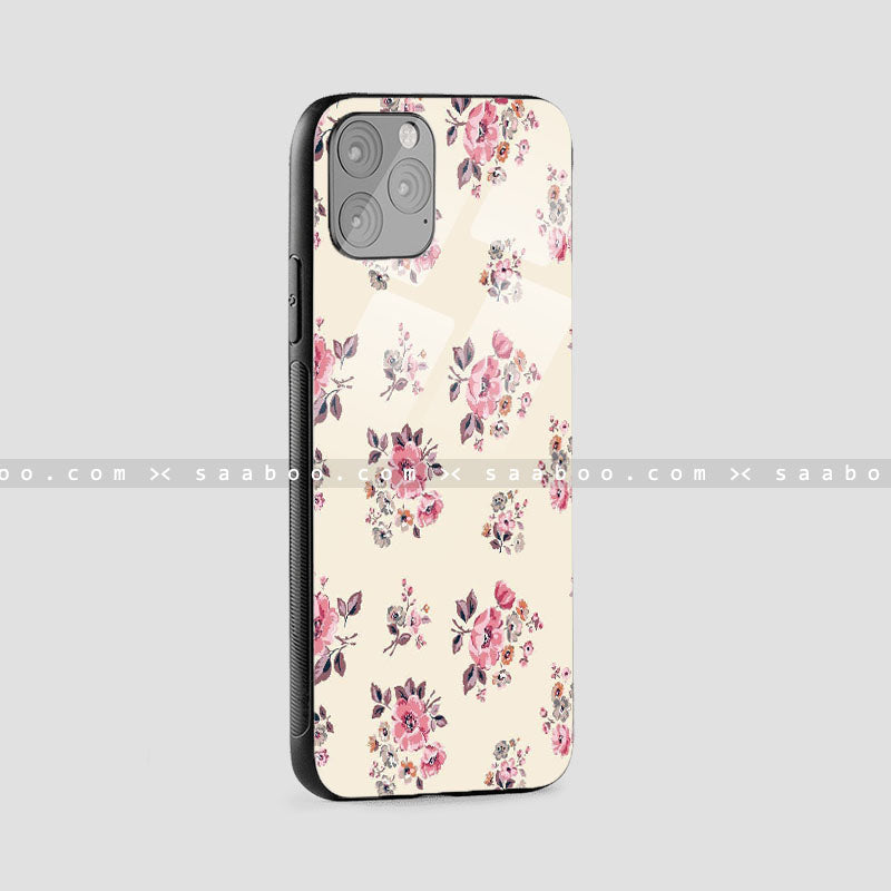Glossy Protective Case With Peach color Flower