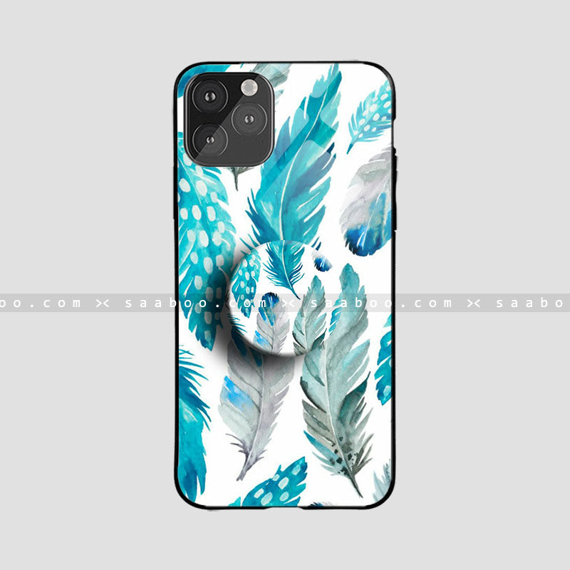 Glossy Protective Case With Blue Feather