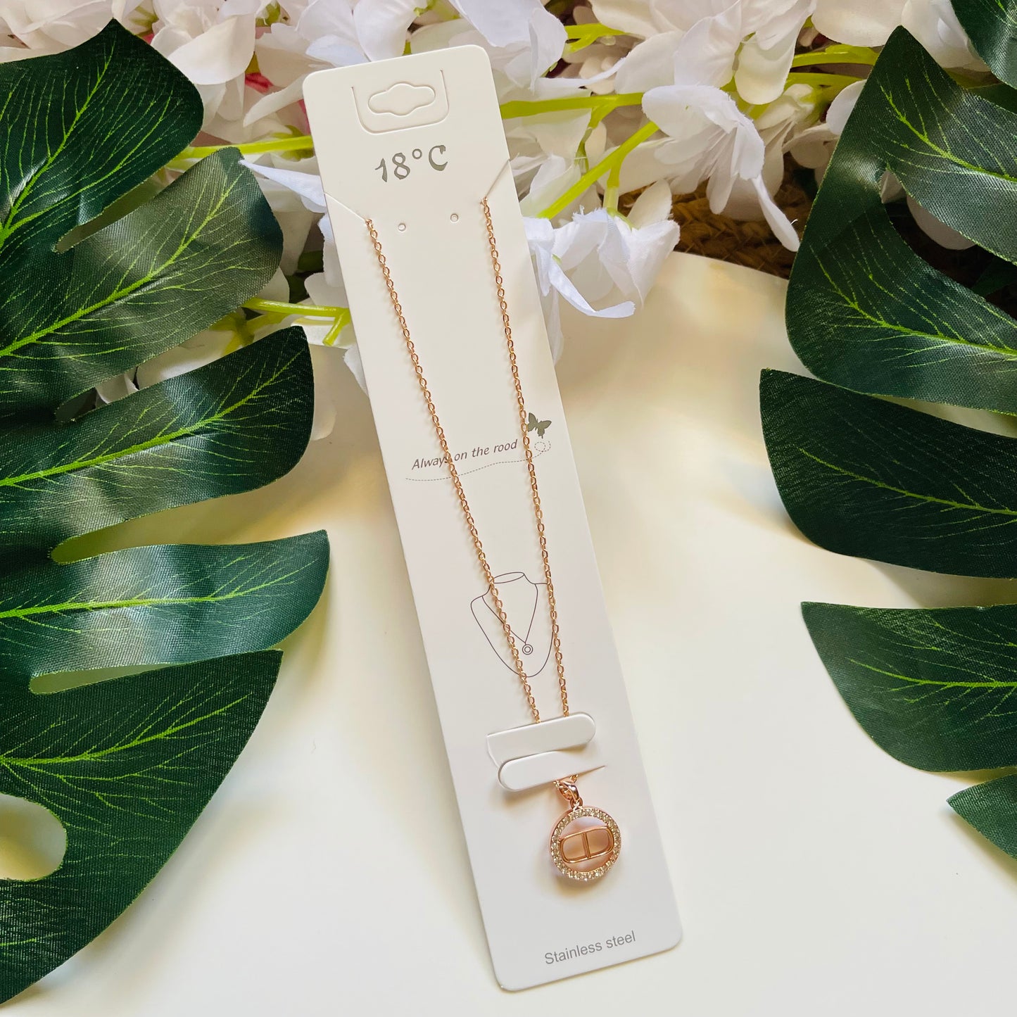 Elegant Rose Gold Stone Work Neckpiece