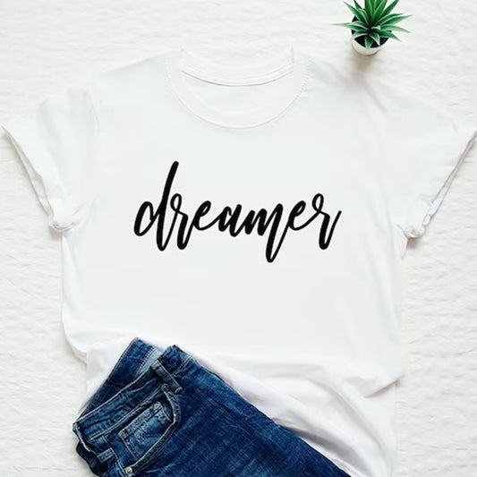 Dreamer Printed White Unisex T-Shirt