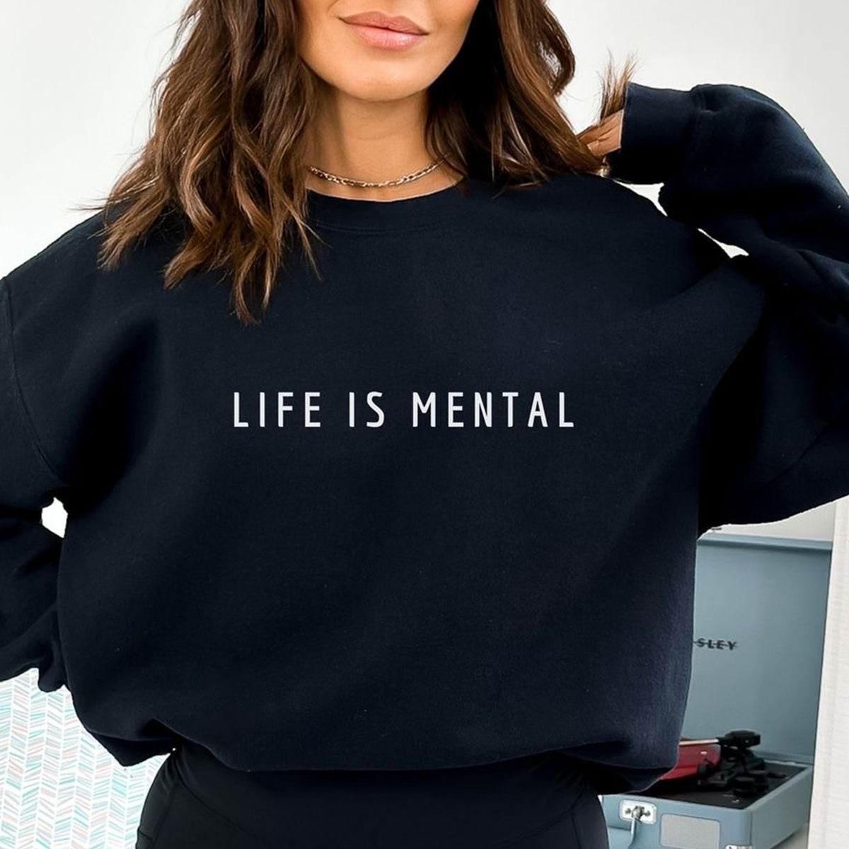 Life Is Mental Printed Unisex Oversized Sweatshirt
