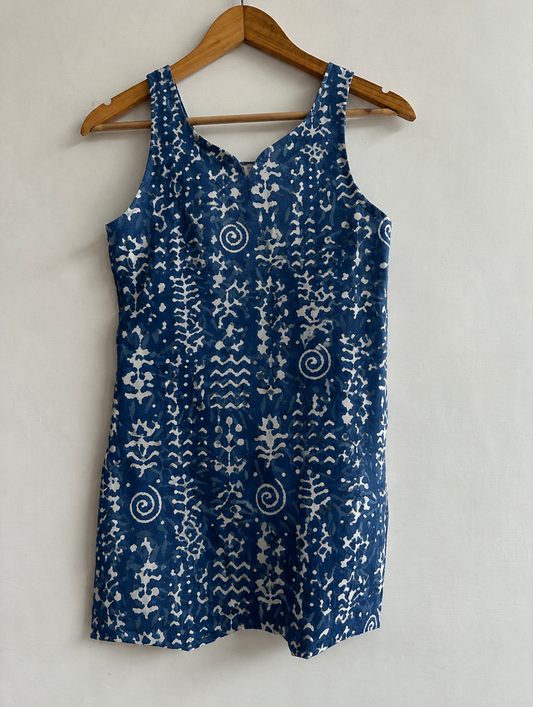 Hand Block Printed Premium Cotton Sleeveless Kurti