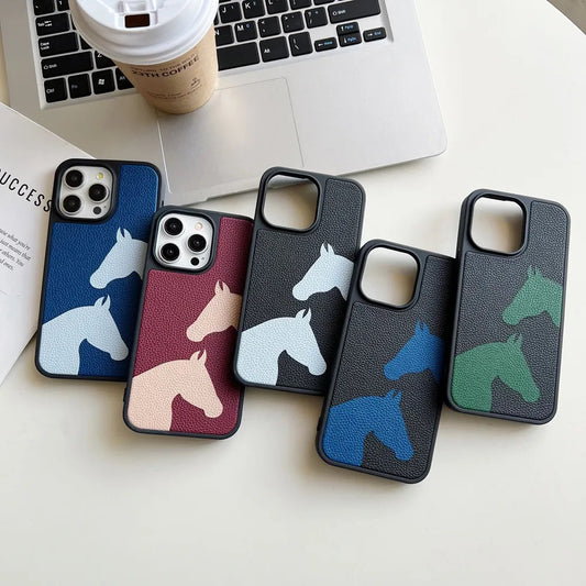 Horse Color Printed PU Leather Shockproof Phone Case