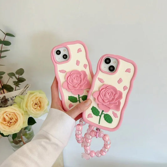 Rose Design Pink Chain Phone Case