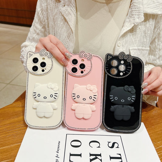 Soft Phone case With Kitty Mirror Stand