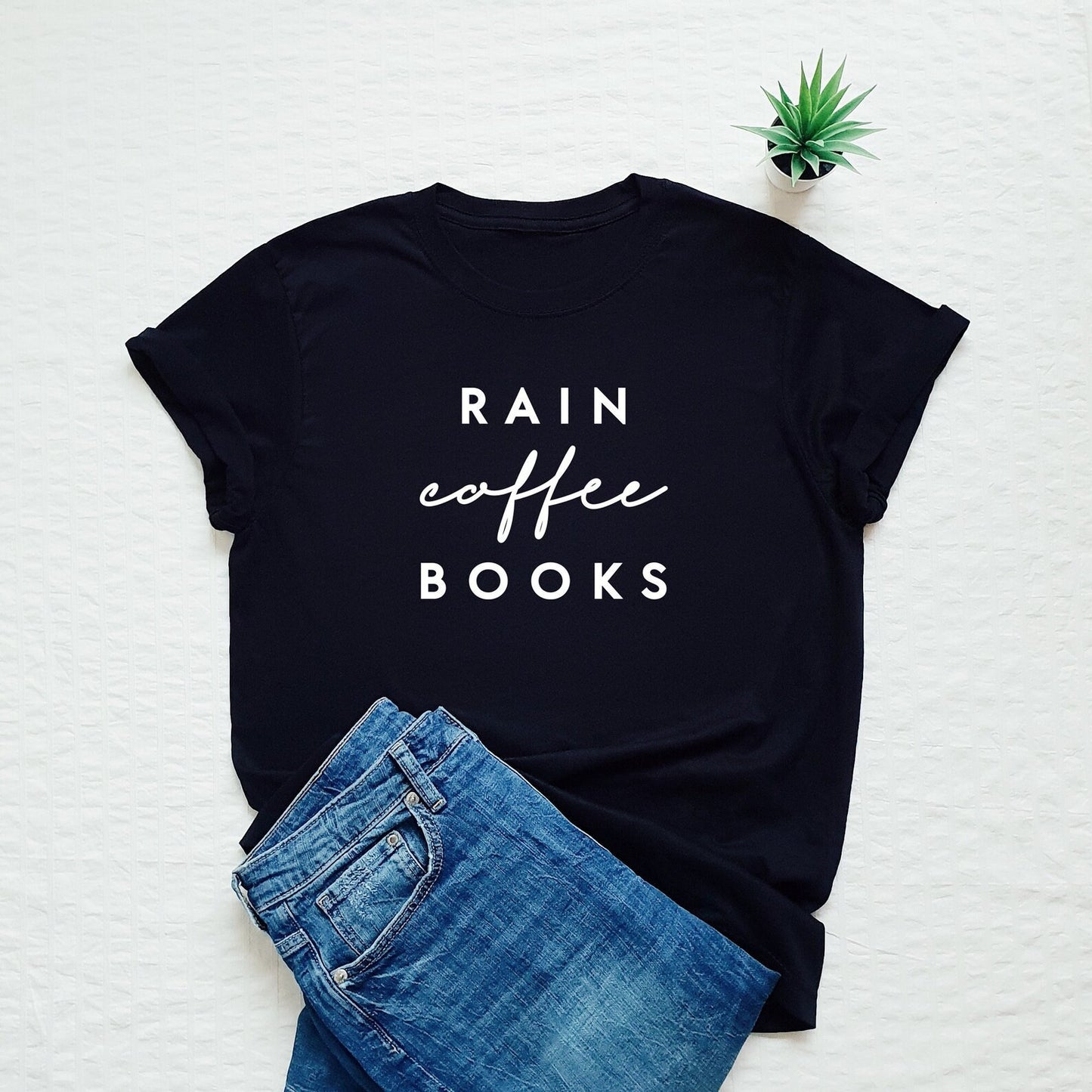 Rain Coffee Books Printed Unisex T-Shirt