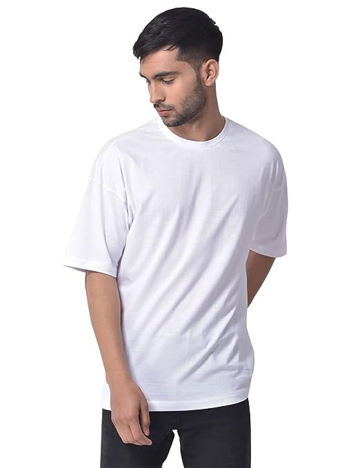 White Solid Oversized Tshirt Unisex