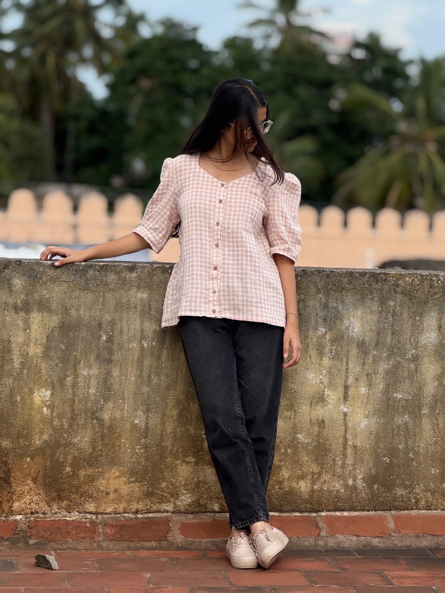 Crushed Checked Muslin Outfit