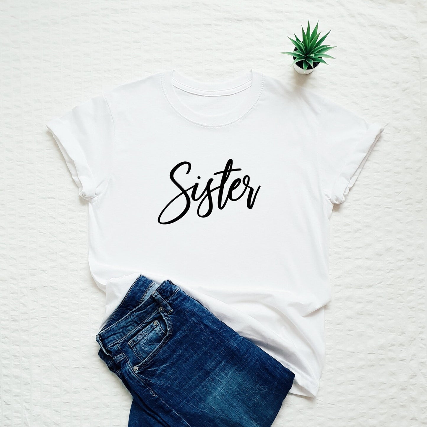 Sister Printed White T-Shirt