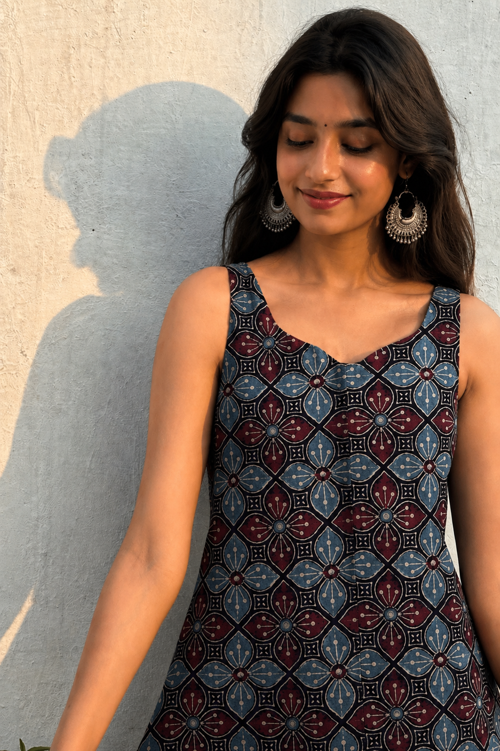 Hand Block Printed Premium Cotton Sleeveless Kurti