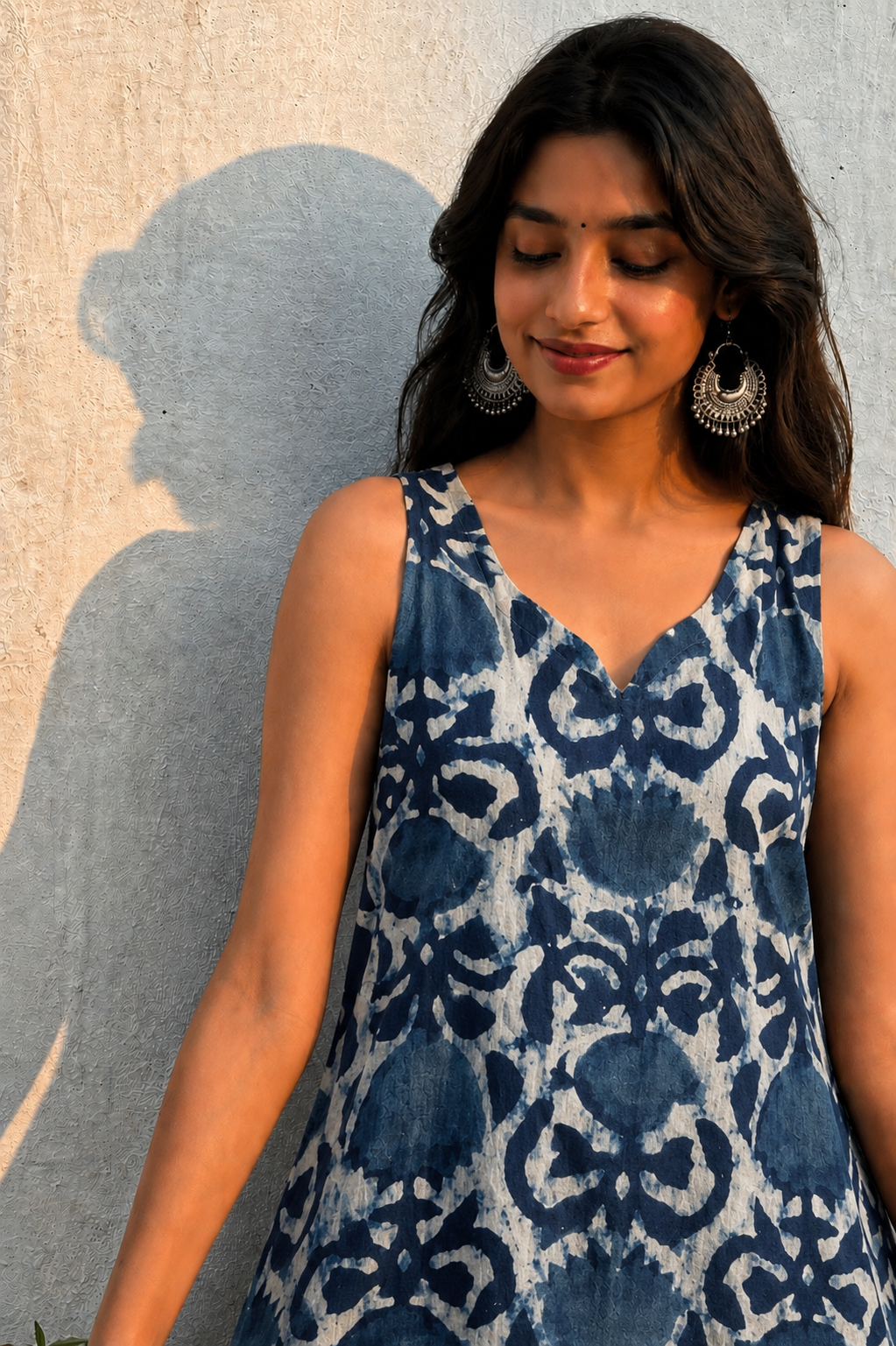 Hand Block Printed Premium Cotton Sleeveless Kurti