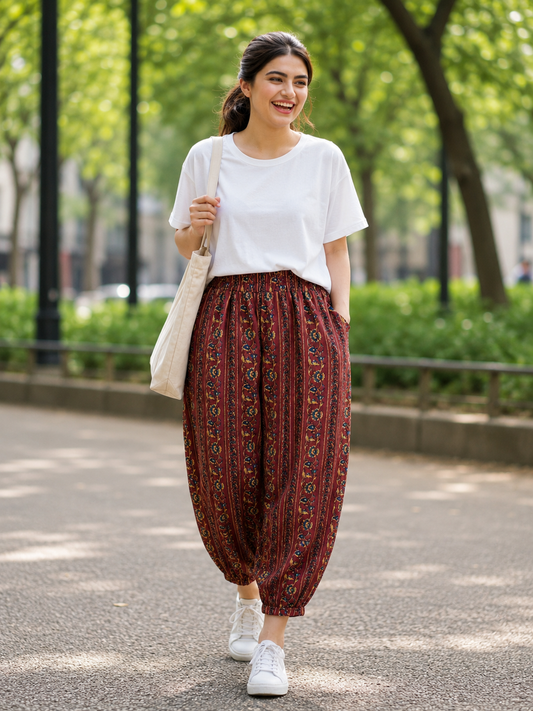 Women's Cotton Printed Pants – Everyday Cotton Comfort