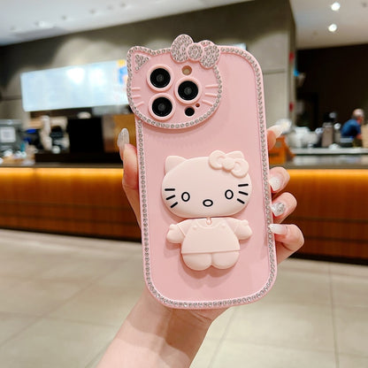 Soft Phone case With Kitty Mirror Stand