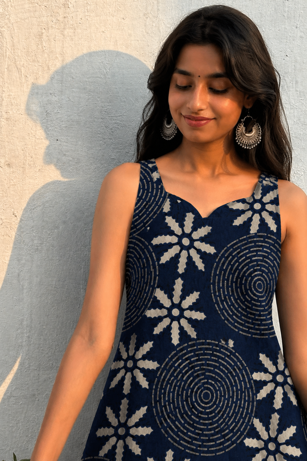 Hand Block Printed Premium Cotton Sleeveless Kurti