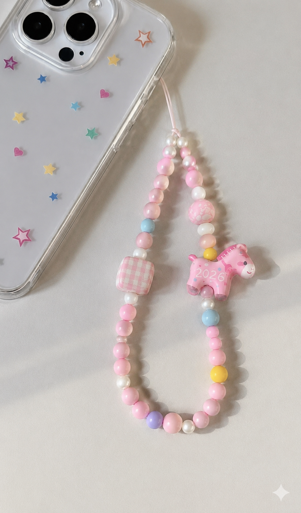 Cute Pinky Beads Phone Charm