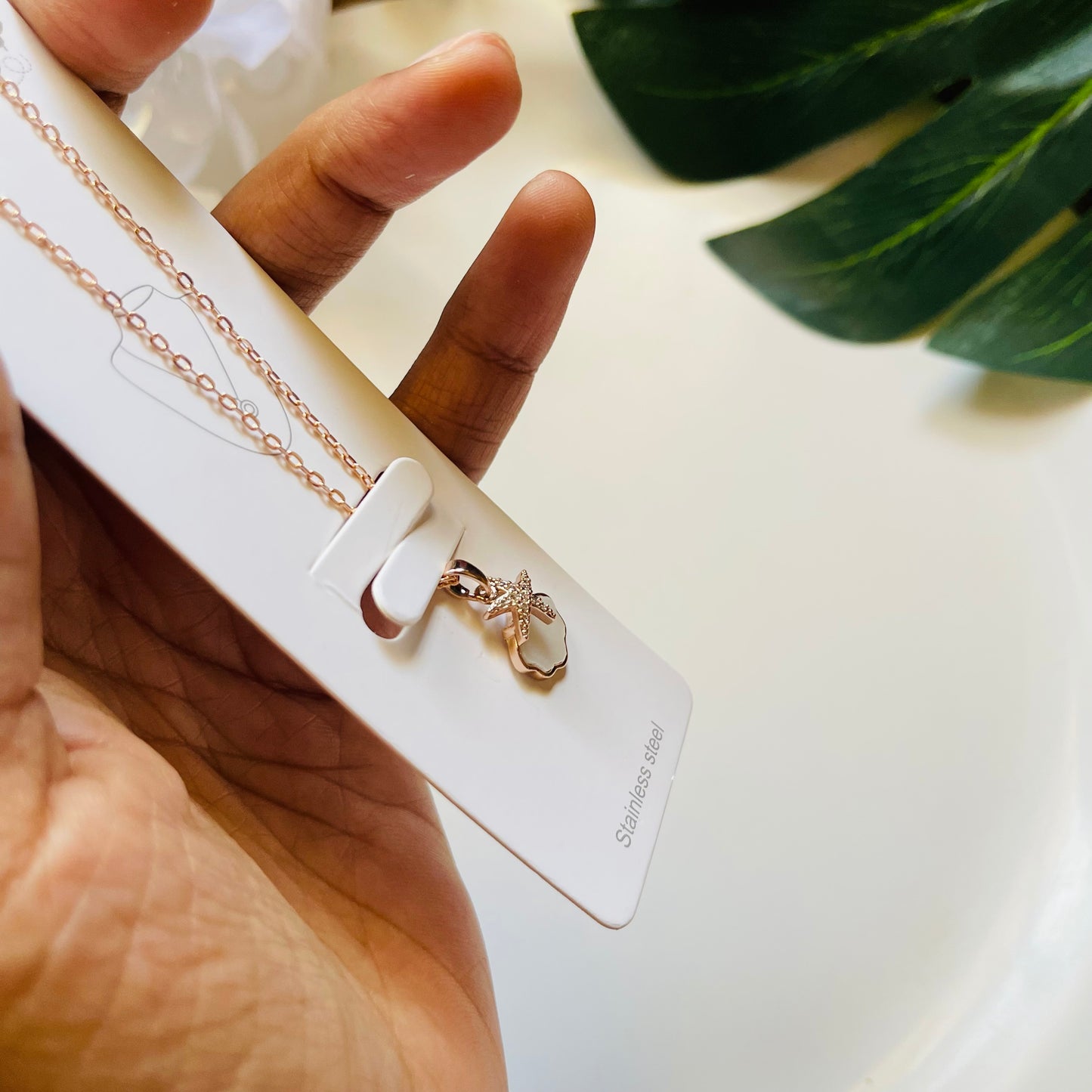 Star Cloud Rose Gold Stone Work Neckpiece