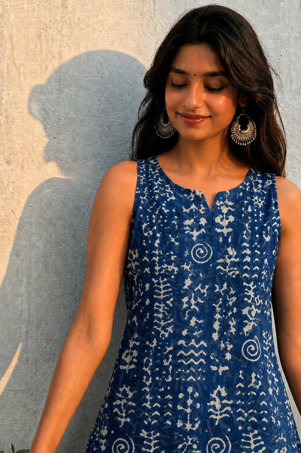 Hand Block Printed Premium Cotton Sleeveless Kurti