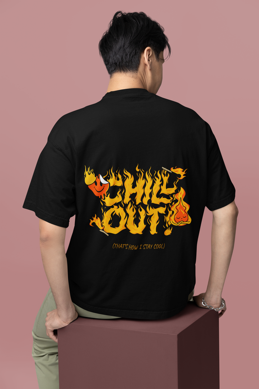Chill Out Oversized Black Printed Tshirt Unisex