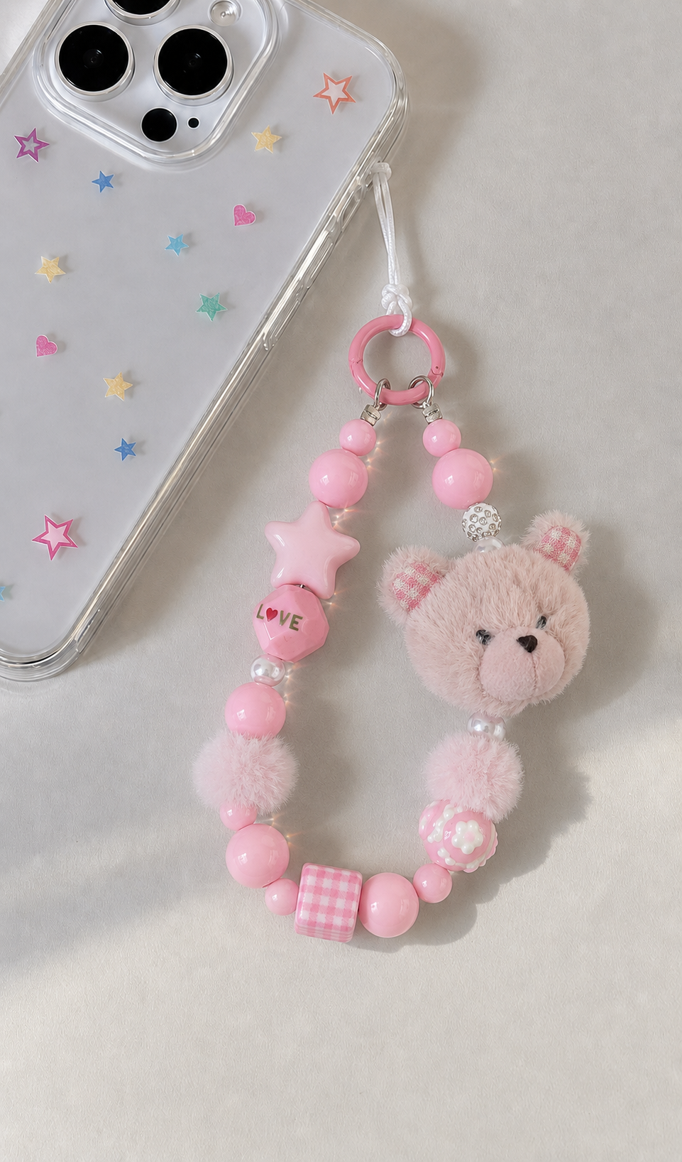 Cute Pink Furr Doll Phone Charm
