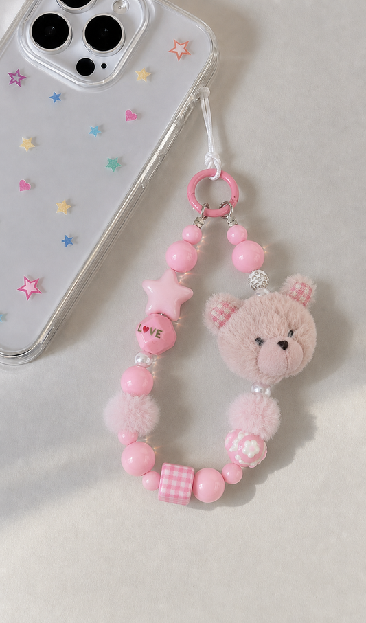 Cute Pink Furr Doll Phone Charm