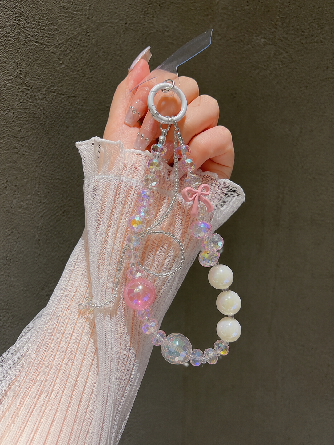 Crystal Beads Bow Phone charm