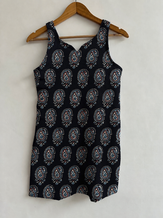 Hand Block Printed Premium Cotton Sleeveless Kurti
