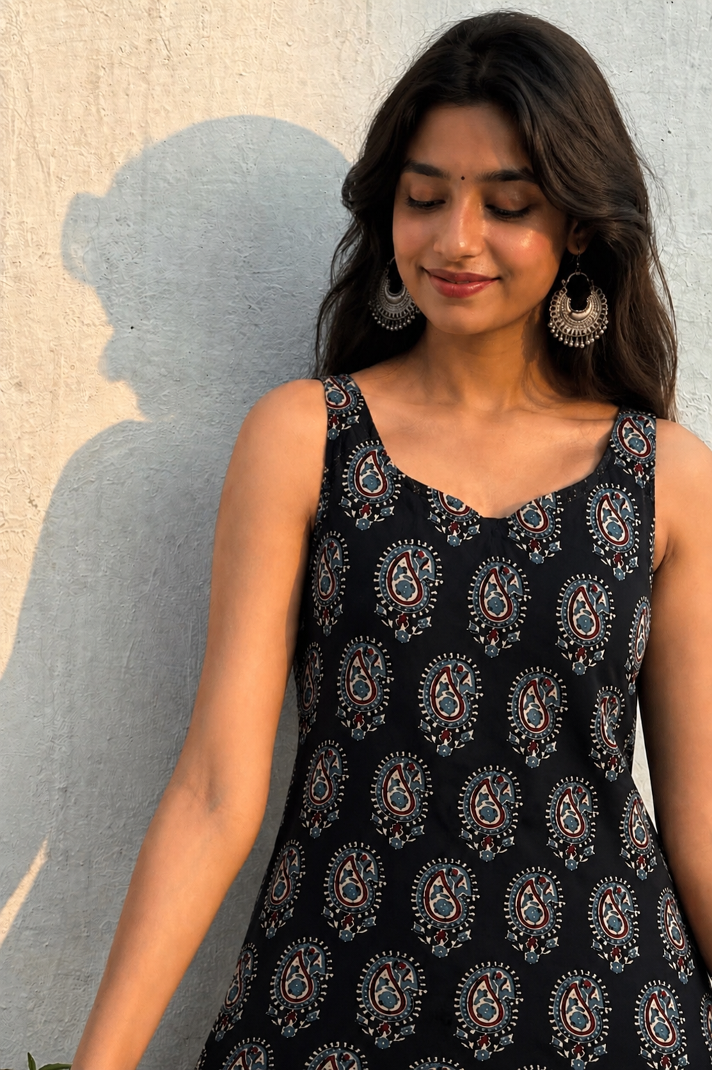 Hand Block Printed Premium Cotton Sleeveless Kurti