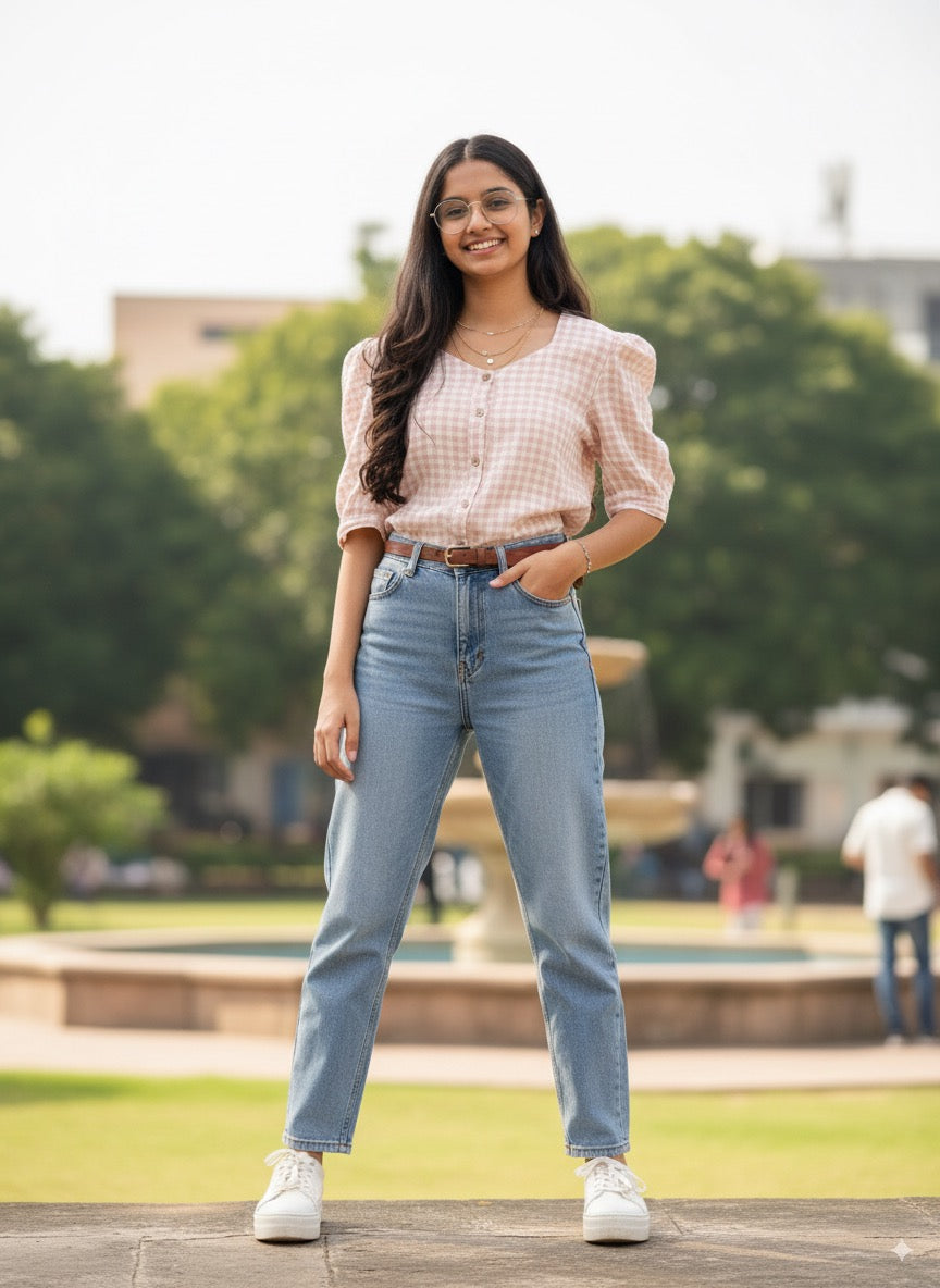 Crushed Checked Muslin Outfit